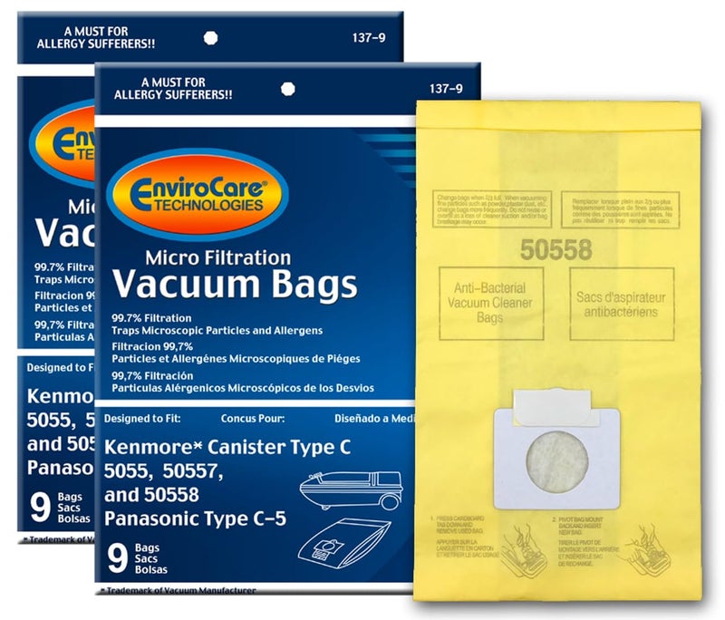 Envirocare Premium Replacement Multi-layer Micro Filtration Vacuum Bags Compatible with Kenmore Canister Vacuums Type C/Q. 5055, 50557 and 50558 Panasonic Type C-5 18 pack - Image 1